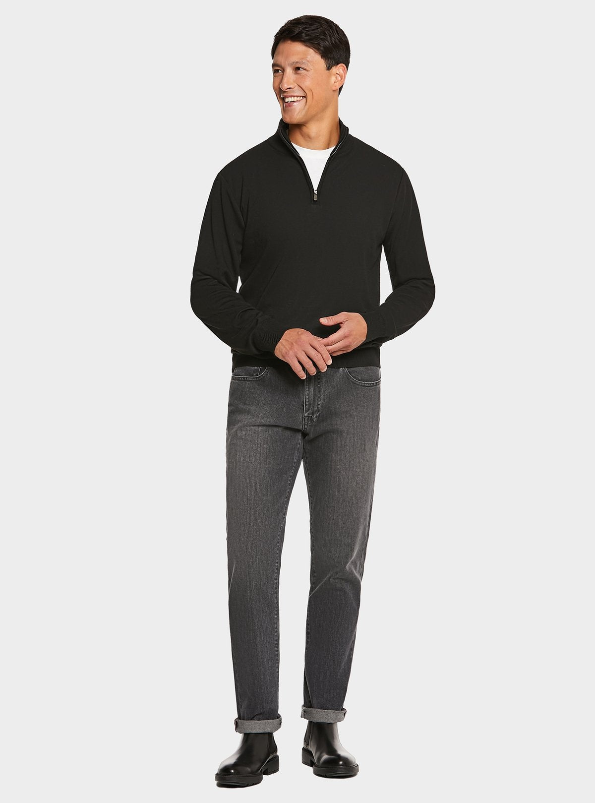 Maglia mezza zip tinta unita-1