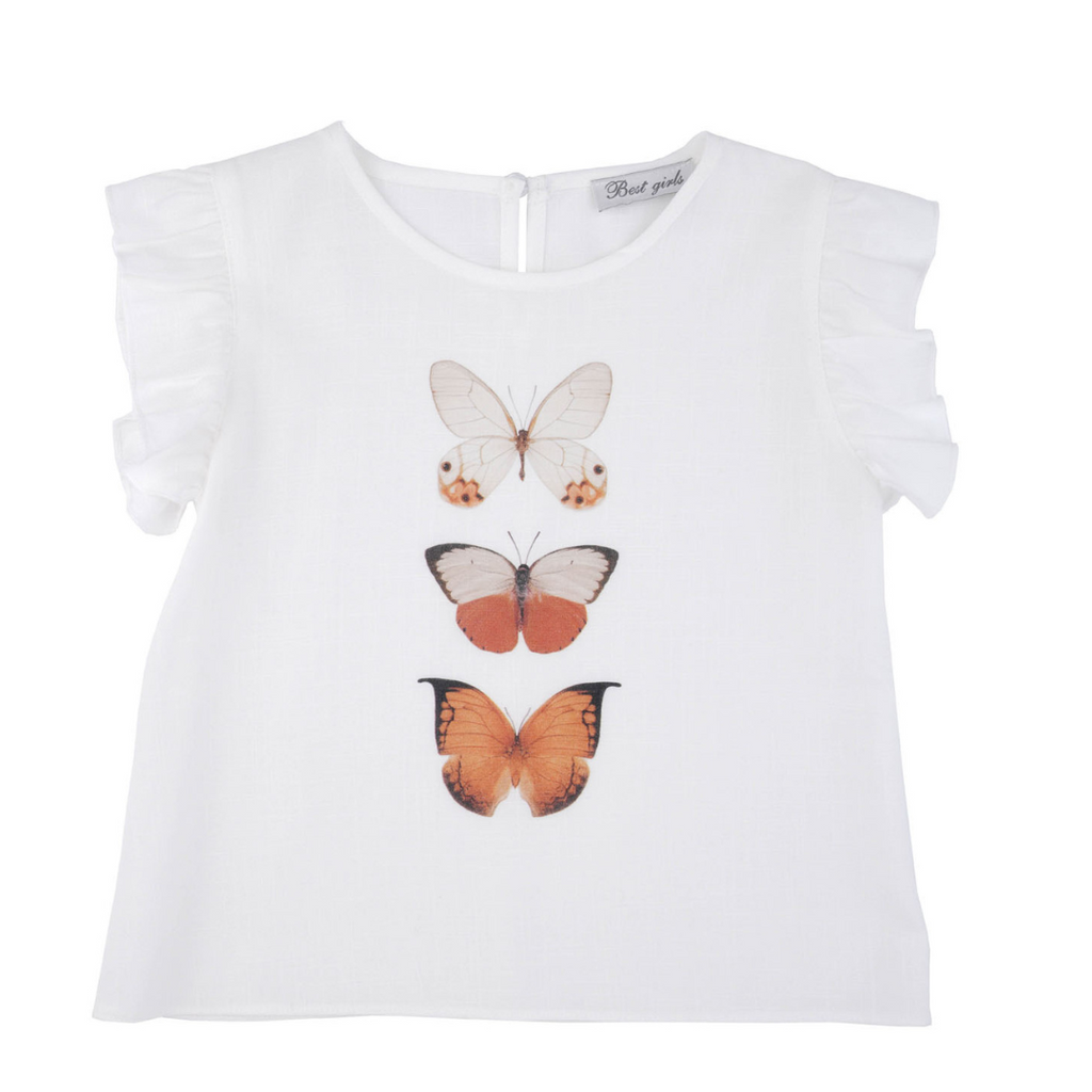 Orange Butterfly Girls Casual Set