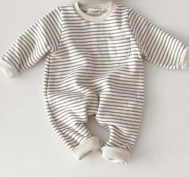 Combinaison rayée chaude bébé – coton, 0 à 24 mois