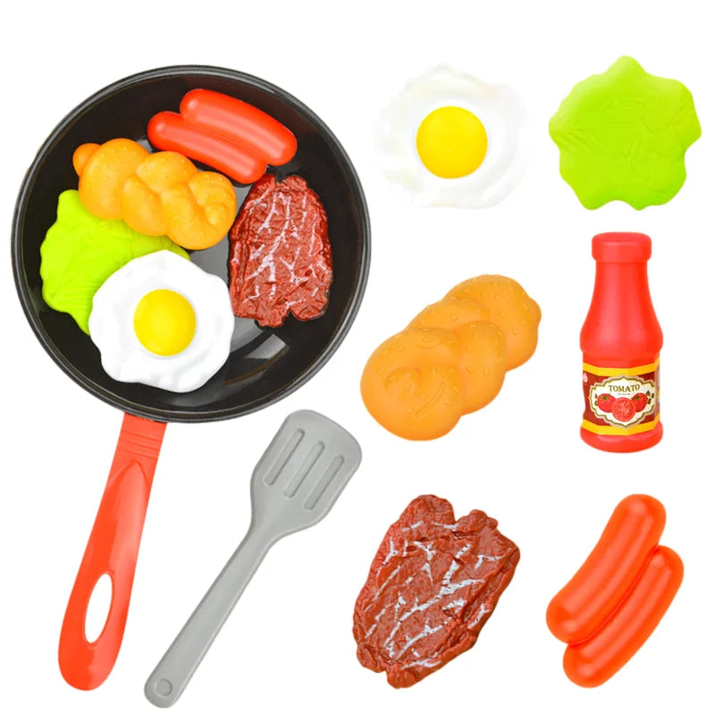 Jeu de cuisine avec poêle et aliments
