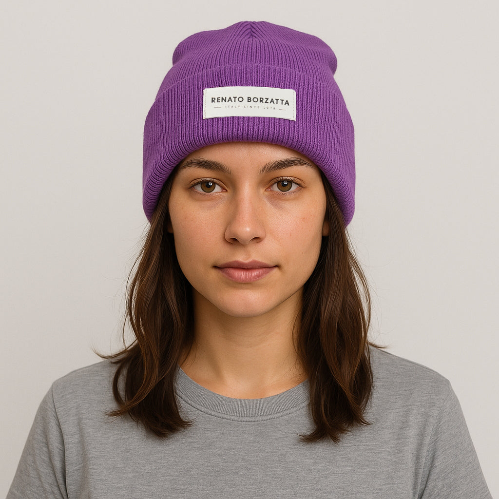 RB5001Y  | Berretto in Maglia a doppio strato MONVISO Misto Lana Made in Italy. Colore Viola - Taglia Unica