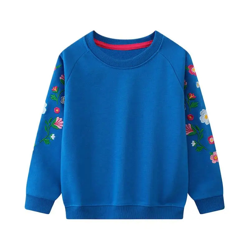 Pull Fille Fleurs Bleu