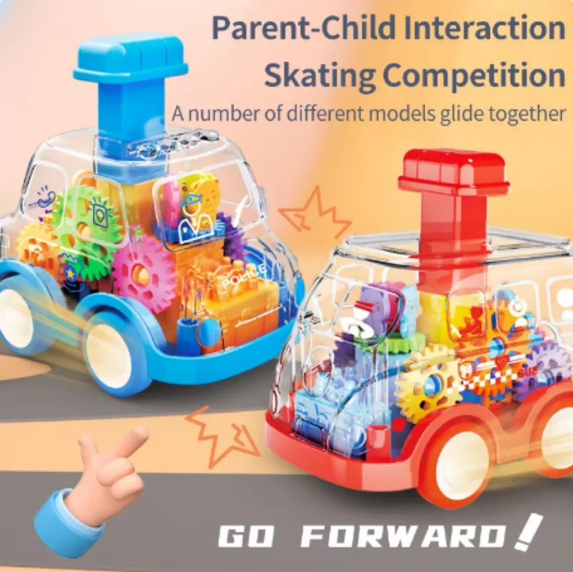 Voiture transparente à engrenages pour enfant
