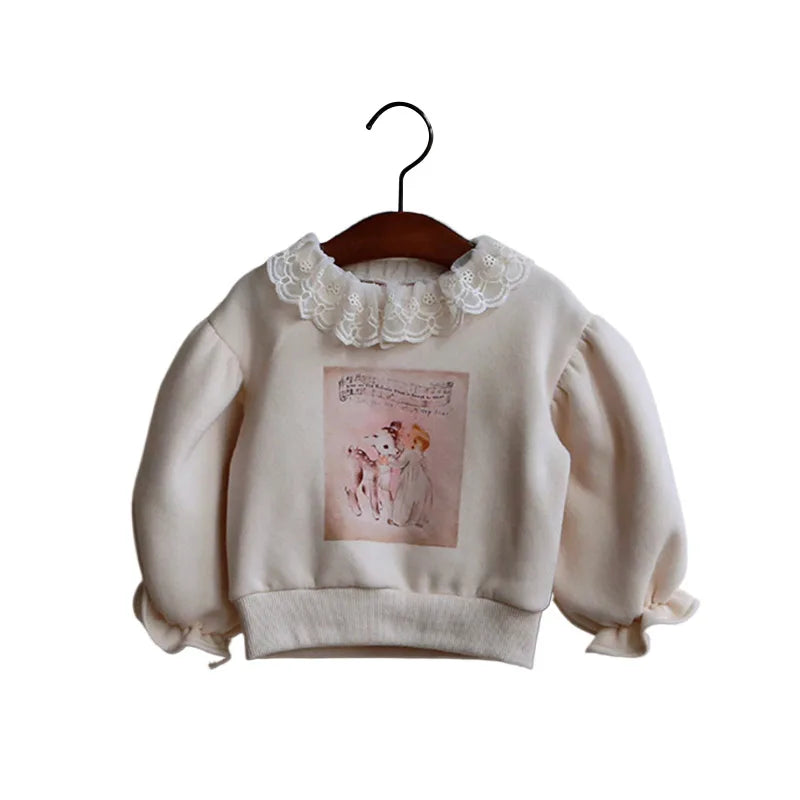 Pull Velours Fille Cartoon