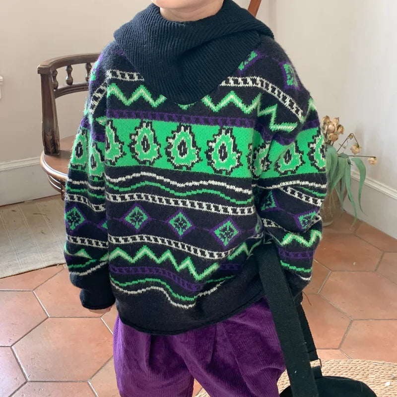 Pull Garçon Tricoté Vintage