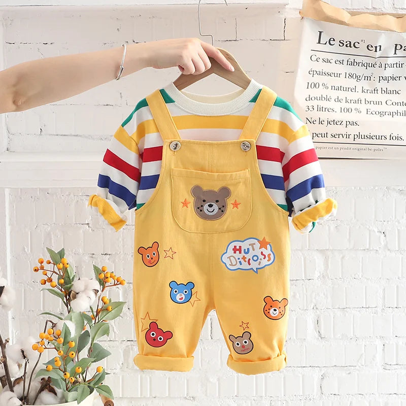 Baby Cotton T-Shirt & Overalls Set