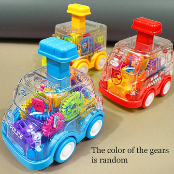 Voiture transparente à engrenages pour enfant