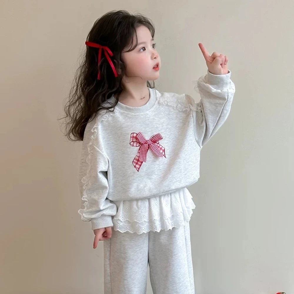 Ensemble Fille Noeud Gris