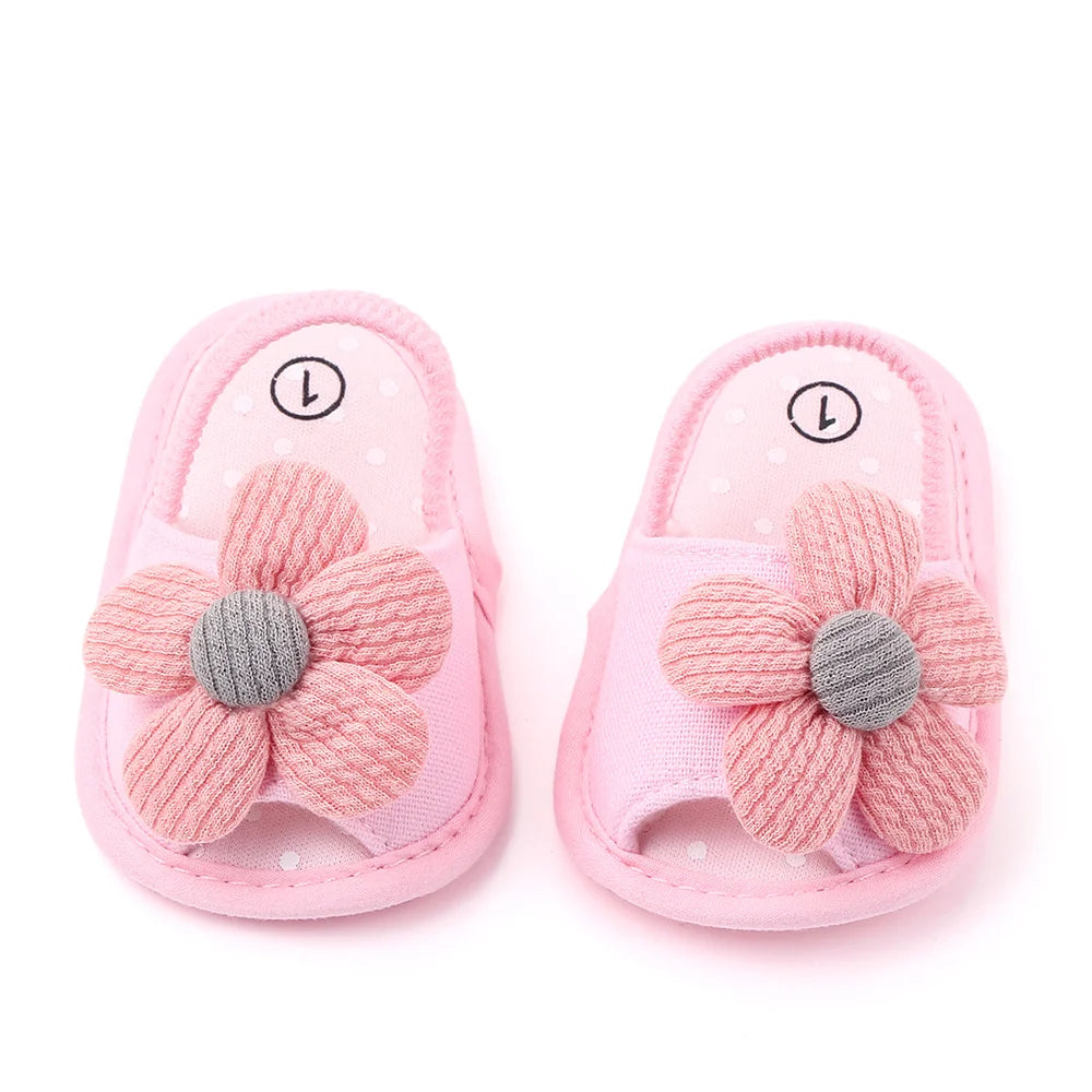 Baby Sandal with Hairband Cute Flower Design Soft Cotton Sandal for