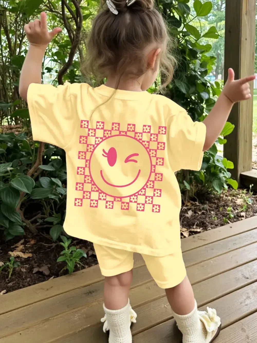 Ensemble Fille Fleur à Carreaux