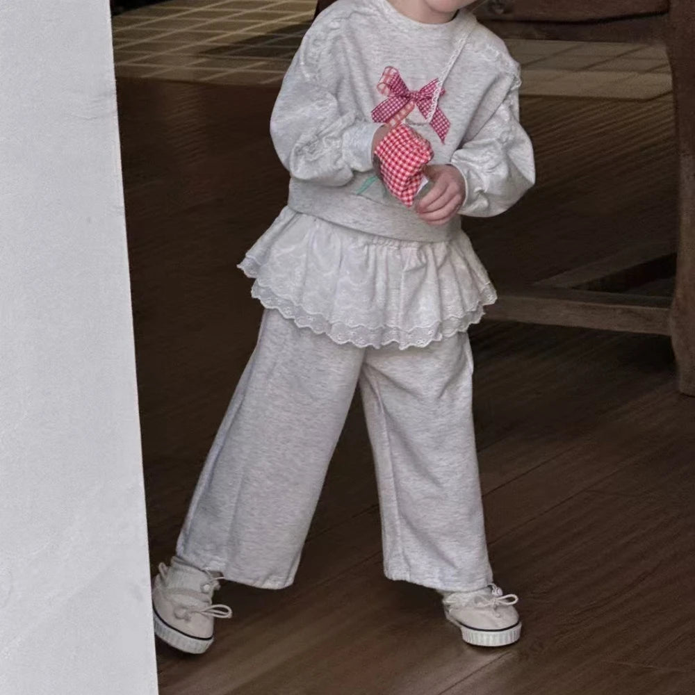 Ensemble Fille Noeud Gris