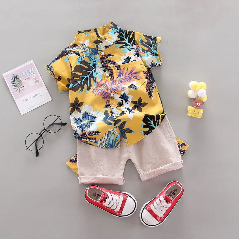 Ensemble plage garçon 2 pièces – chemise & short
