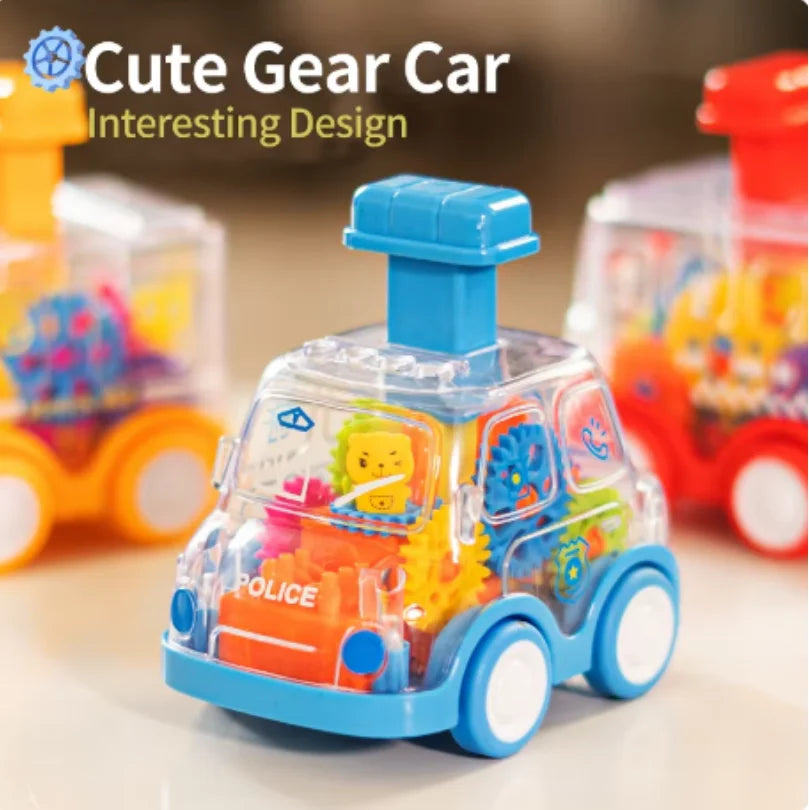 Voiture transparente à engrenages pour enfant