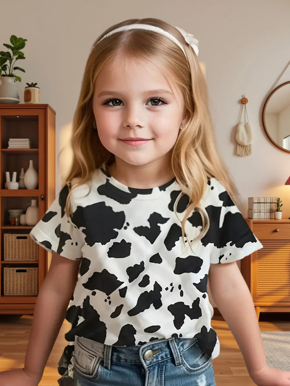 T-shirt Fille Motif Vache