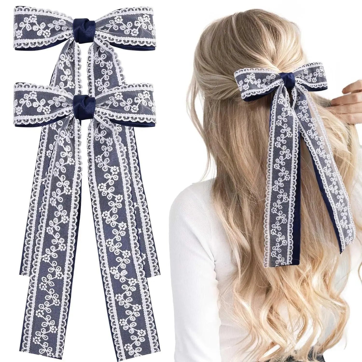 Barrettes Ruban Dentelle Élégantes