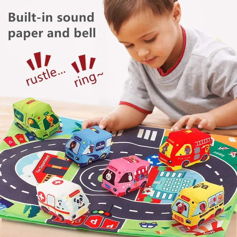 Tapis de jeu avec 9 voitures souples