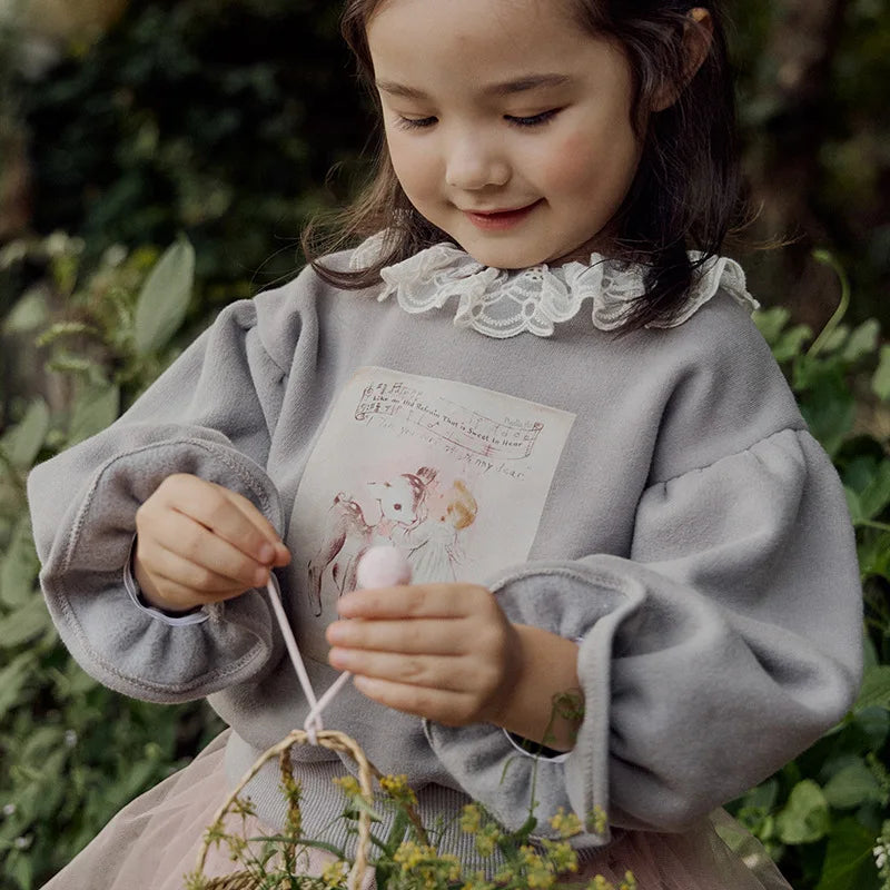 Pull Velours Fille Cartoon