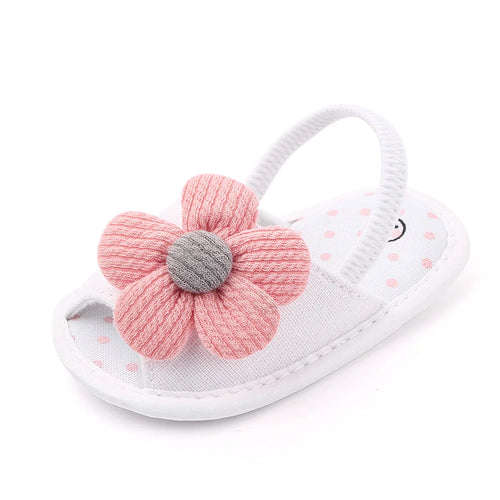 Baby Sandal with Hairband Cute Flower Design Soft Cotton Sandal for