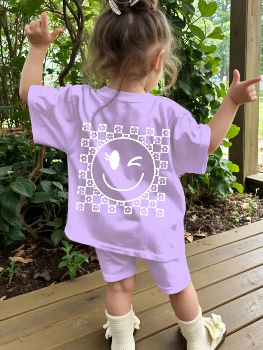 Ensemble Fille Fleur à Carreaux