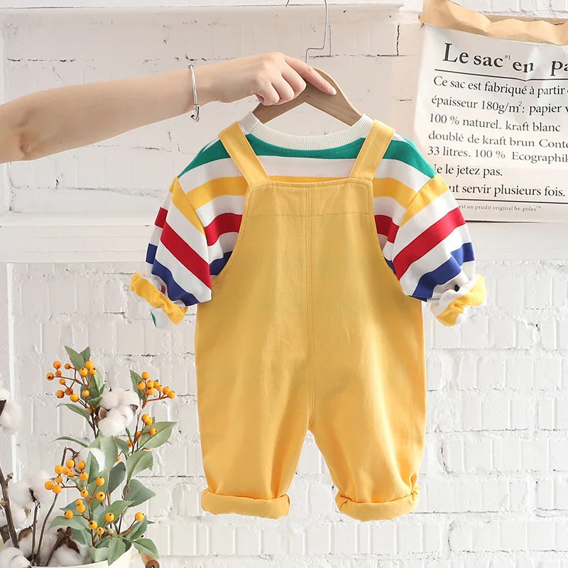 Baby Cotton T-Shirt & Overalls Set