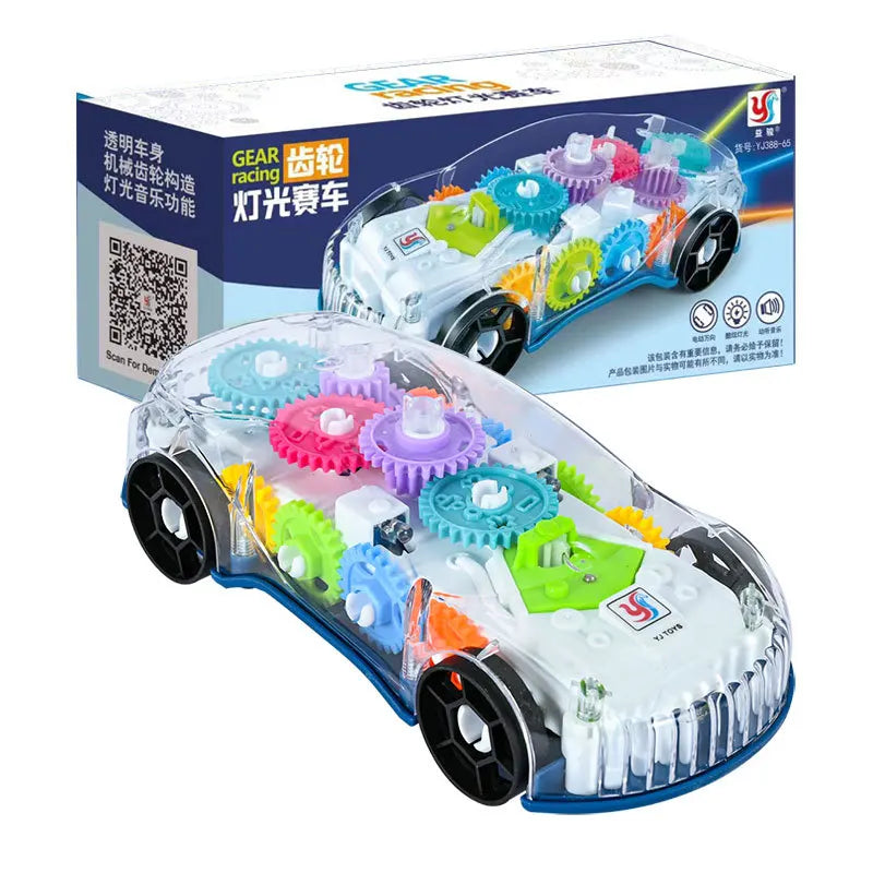 Voiture lumineuse et musicale à engrenages
