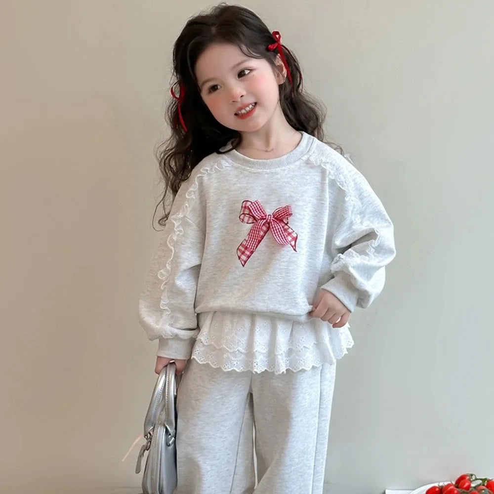 Ensemble Fille Noeud Gris