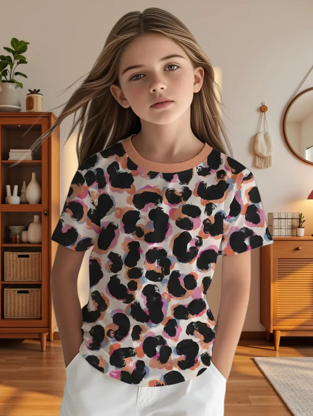 T-shirt Fille Motif Vache