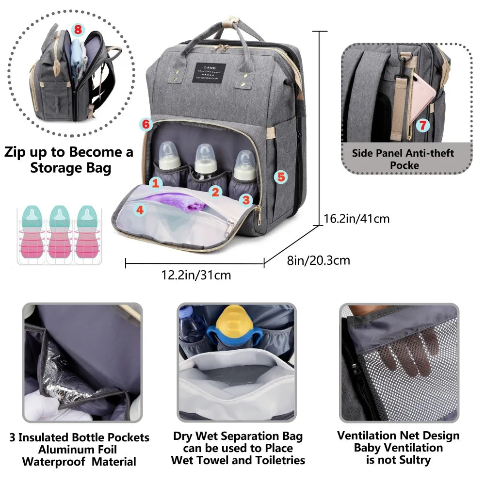 Sac à Langer Bébé Multifonction Pliable