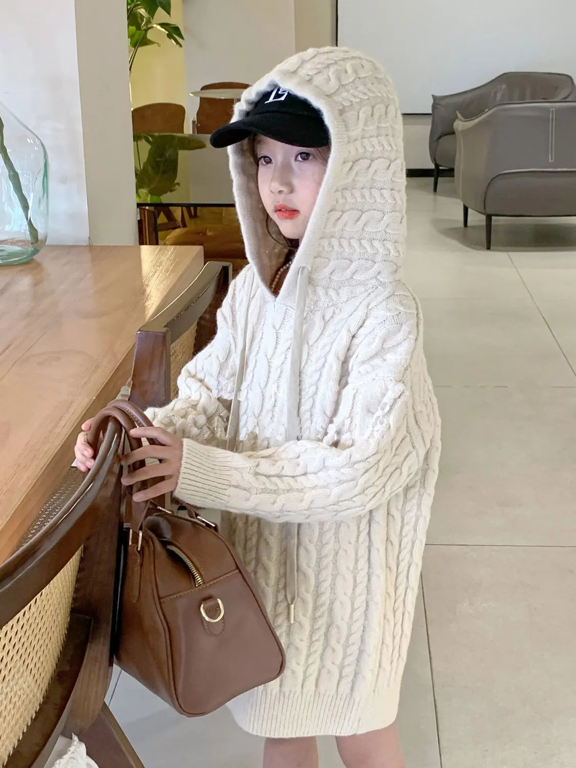 Robe Pull Fille Capuche