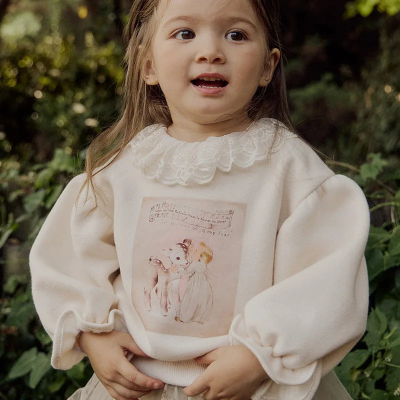 Pull Velours Fille Cartoon