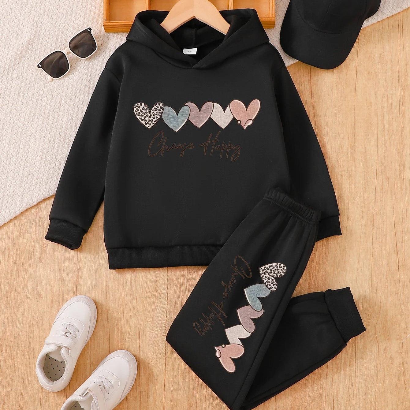 Velvet Love Print Girls Set