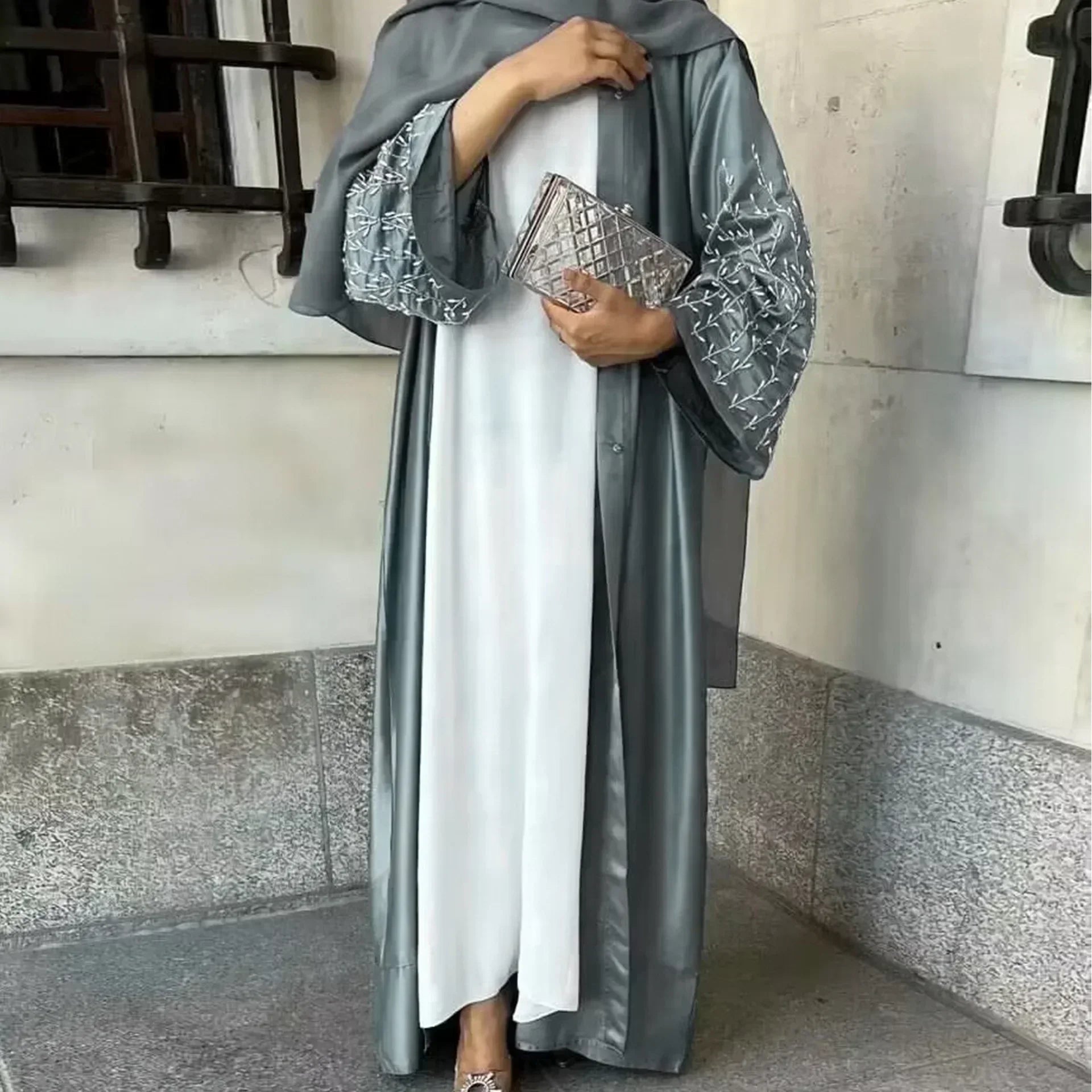 Kaftan Abaya Femme Perles Élégante