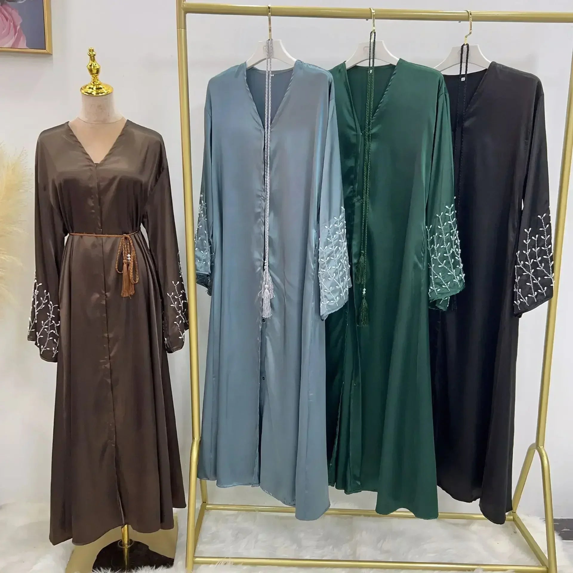 Kaftan Abaya Femme Perles Élégante