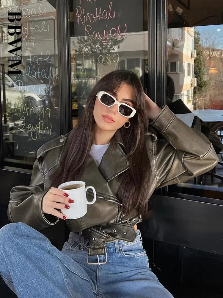 Veste Cuir Femme Vintage Oversize