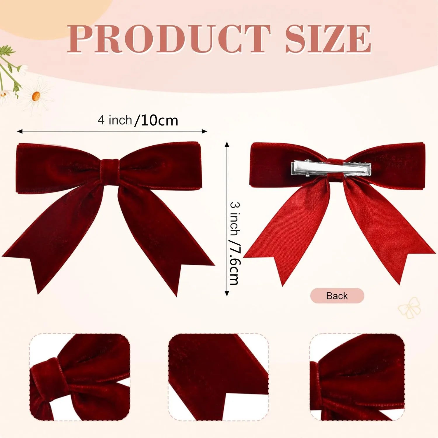 Barrettes Noël Nœud Velours