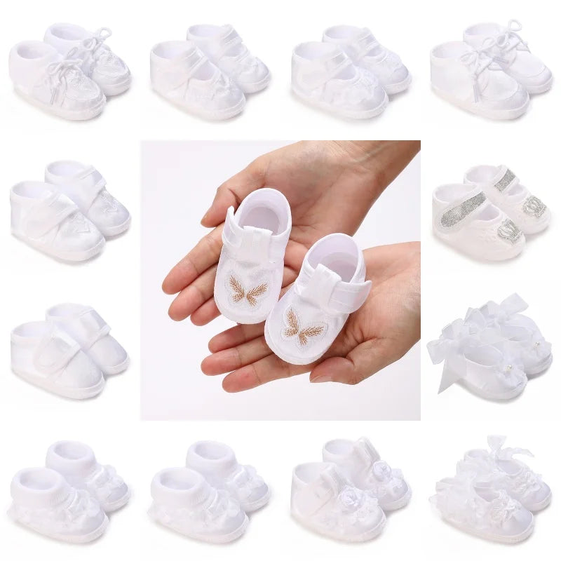 White Baptismal Shoes For Newborn Babies First Pair Of Baptismal Shoes