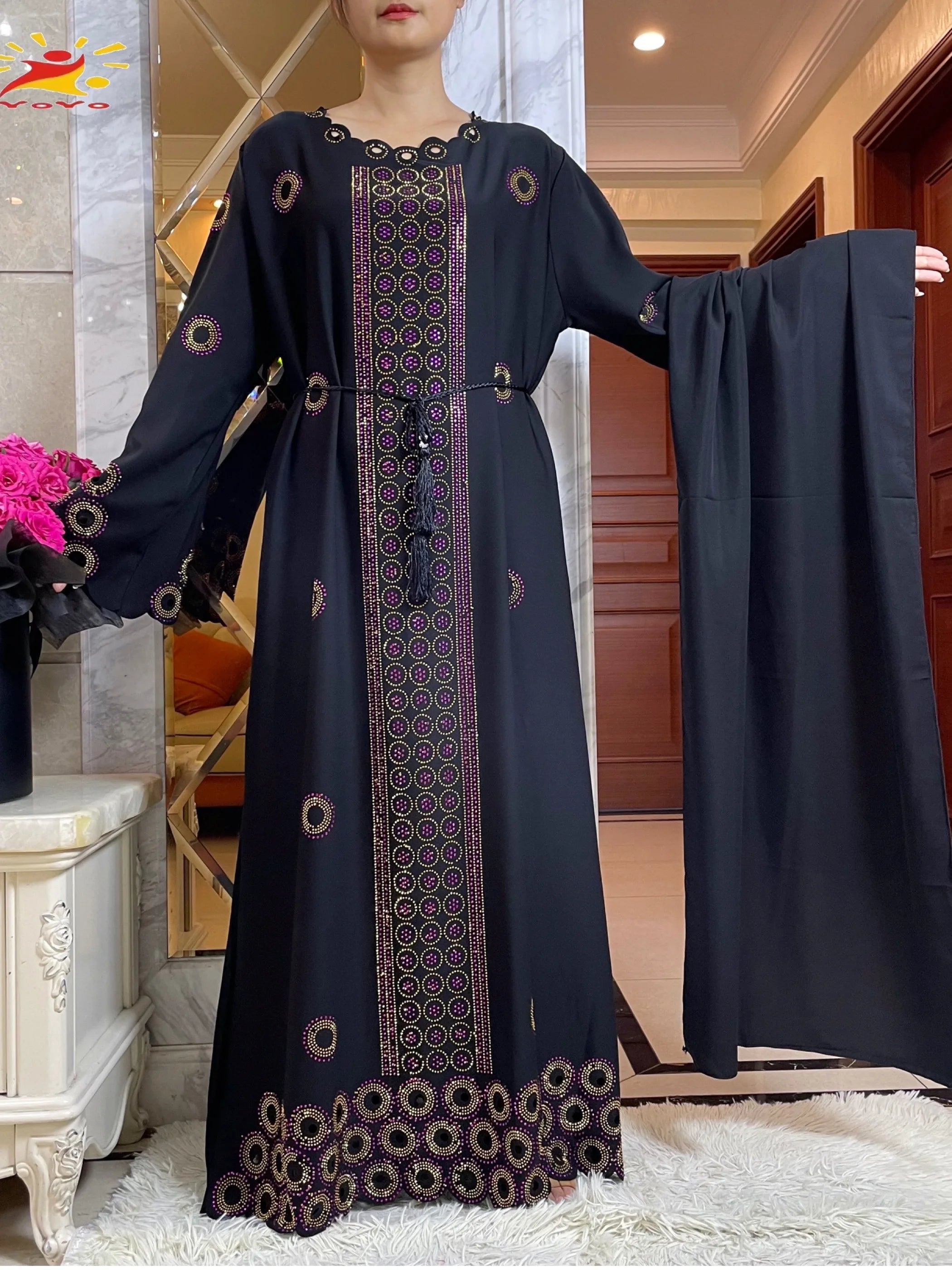 Abaya Femme Élégante Diamants