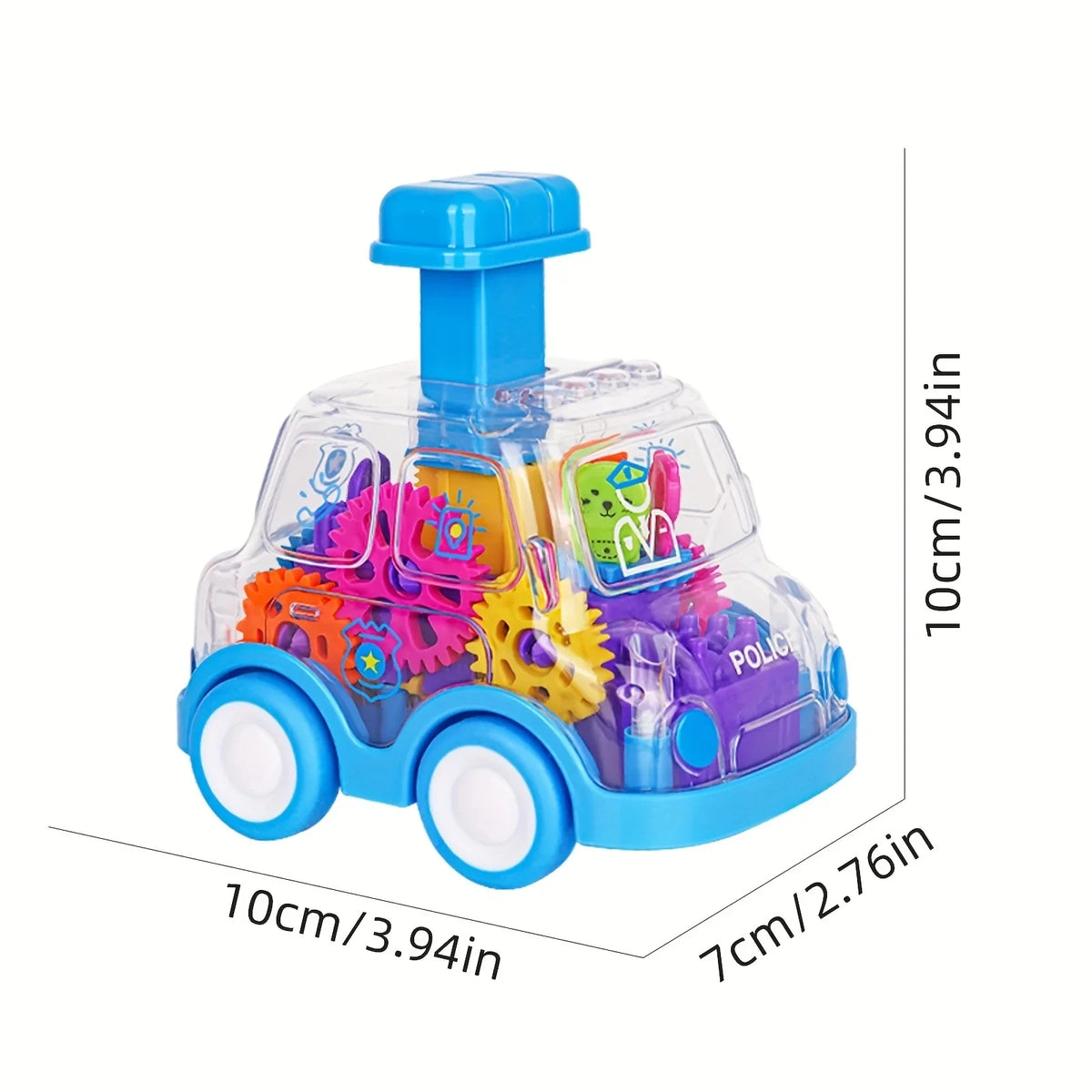 Voiture transparente à engrenages pour enfant