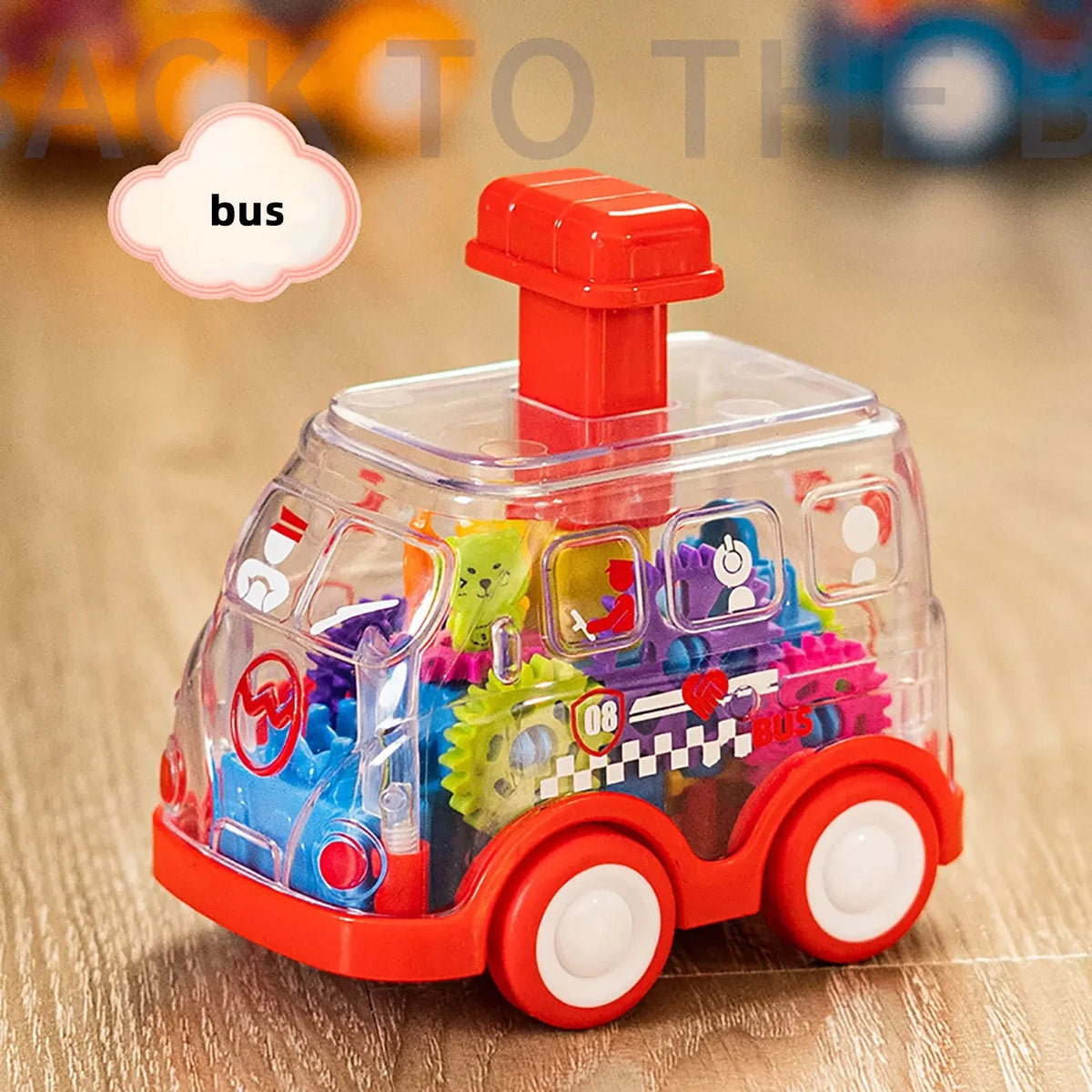 Voiture transparente à engrenages pour enfant