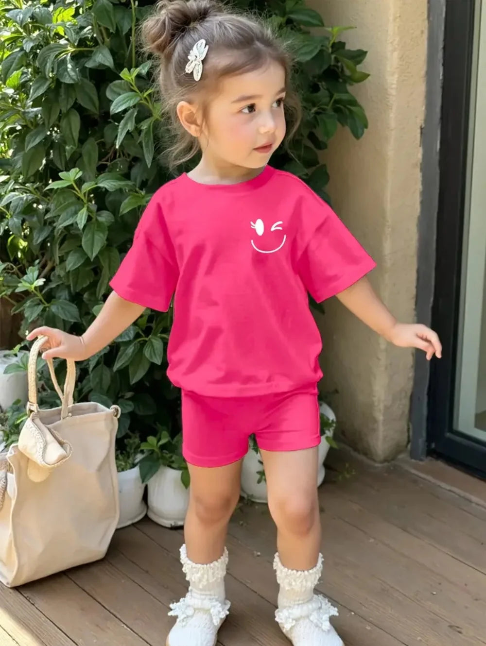 Ensemble Fille Fleur à Carreaux