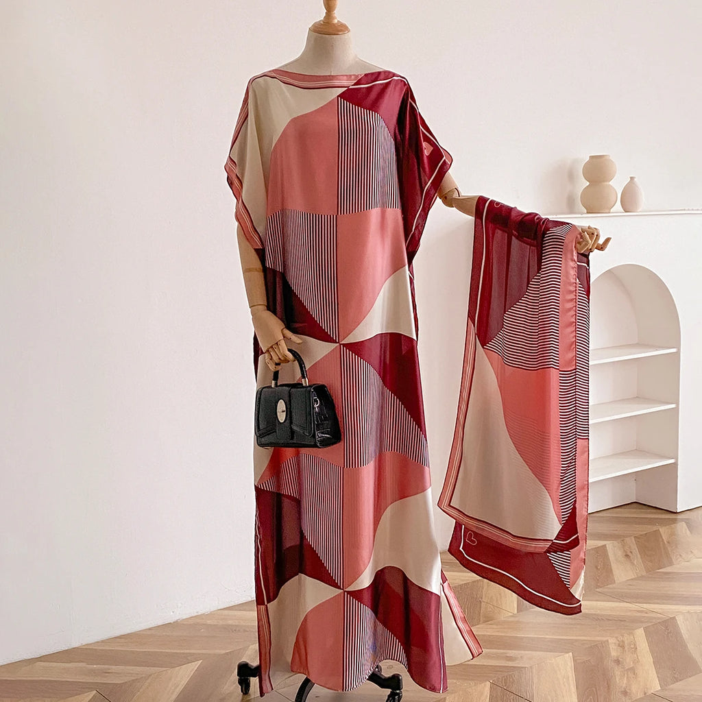 Robes africaines d'été à la mode pour femmes Soie imprimée élégante