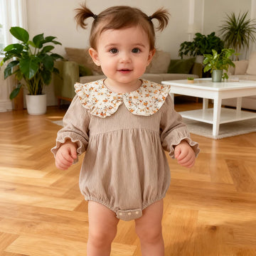 Barboteuse Vintage Bébé Fille Velours Fleurie