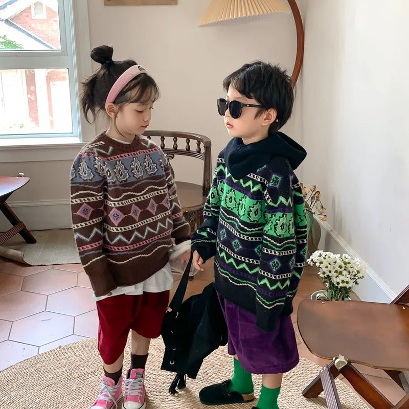 Pull Garçon Tricoté Vintage