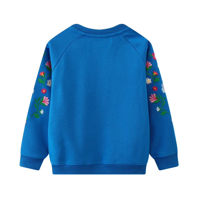 Pull Fille Fleurs Bleu