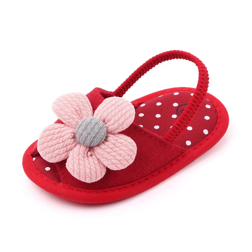 Baby Sandal with Hairband Cute Flower Design Soft Cotton Sandal for