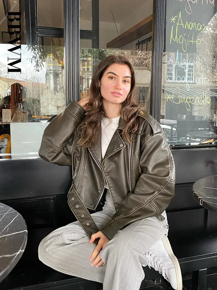 Veste Cuir Femme Vintage Oversize