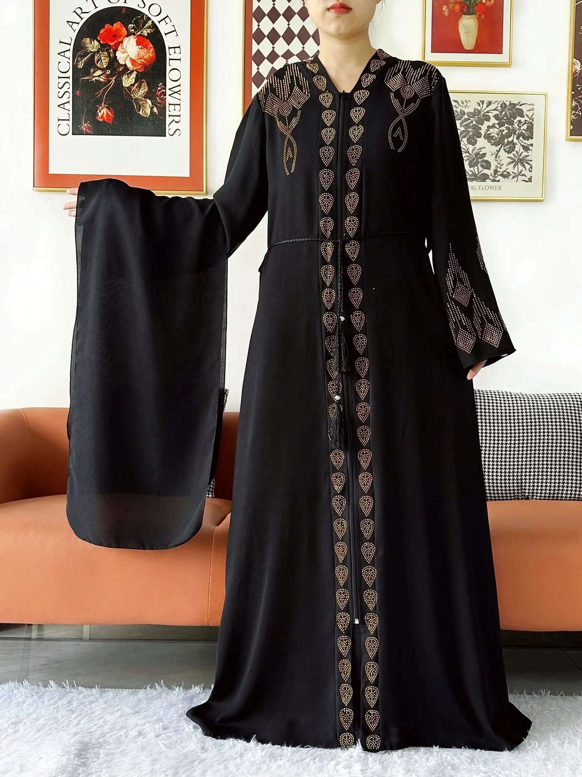 Abaya Femme Chiffon Zippée