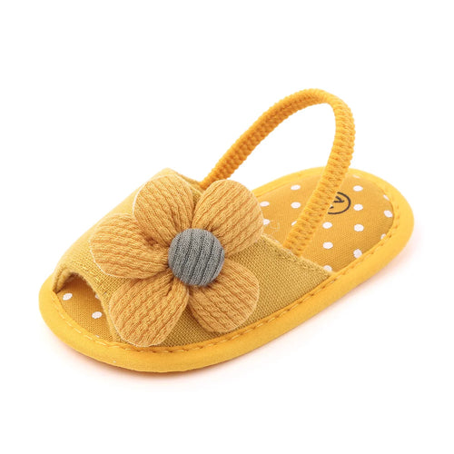 Baby Sandal with Hairband Cute Flower Design Soft Cotton Sandal for