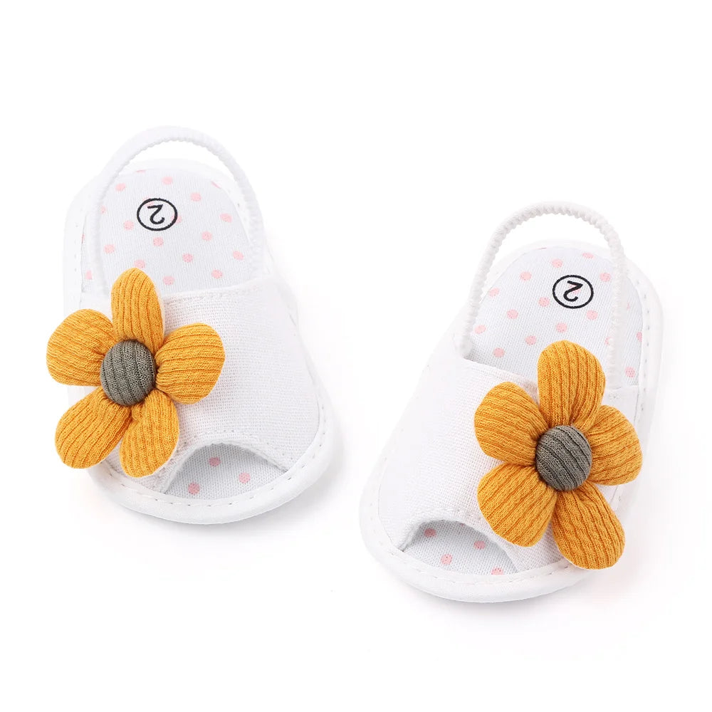 Baby Sandal with Hairband Cute Flower Design Soft Cotton Sandal for