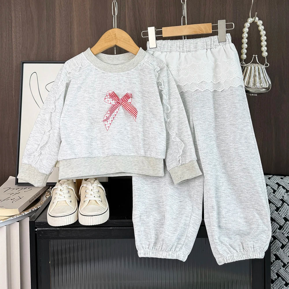 Ensemble Fille Noeud Gris